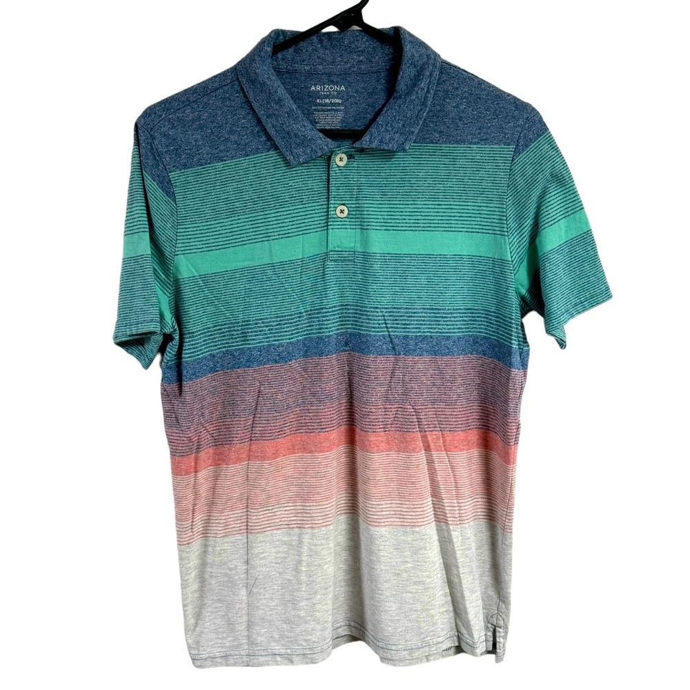 Arizona Boys Striped Polo Shirt Size XL18-20H